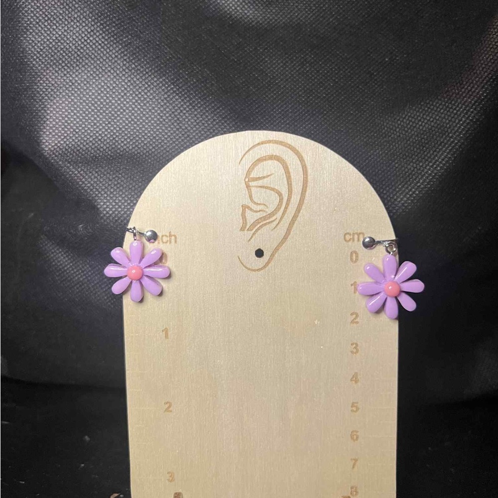 Lilac Floral clip on Earrings